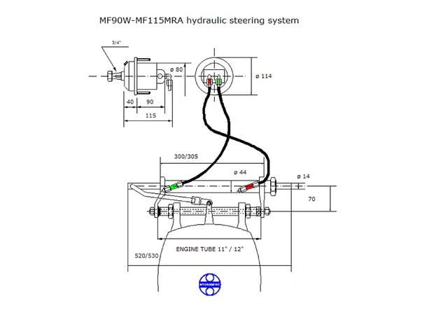 NORDFLEX - Hydraulisk styring NF-115-MRS Komplett sett - intill 115hk