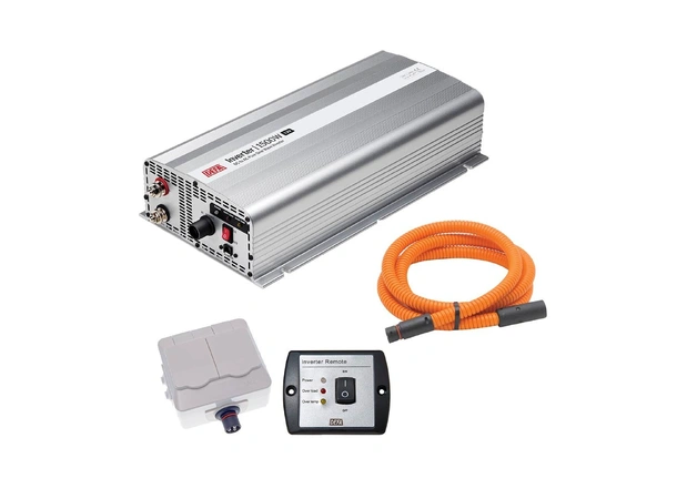 DEFA Inverter Pakke 4 1500W/12V m/ fj.kontr, 2m Plug-in, dbl. vegguttak