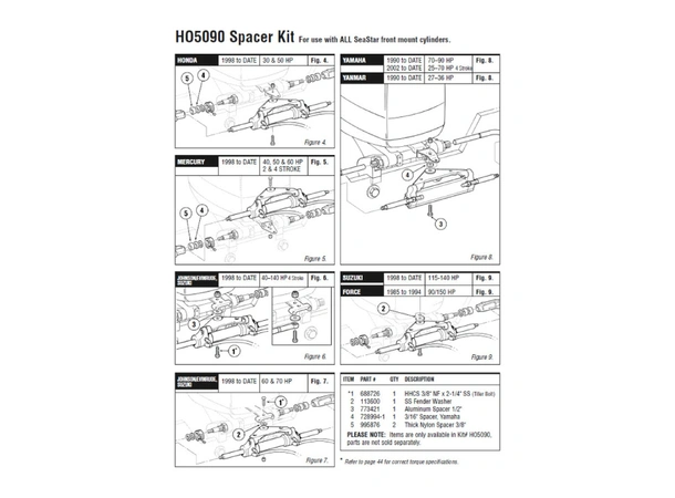 TELEFLEX Spacer kit for sylinder HC5345 HO5090