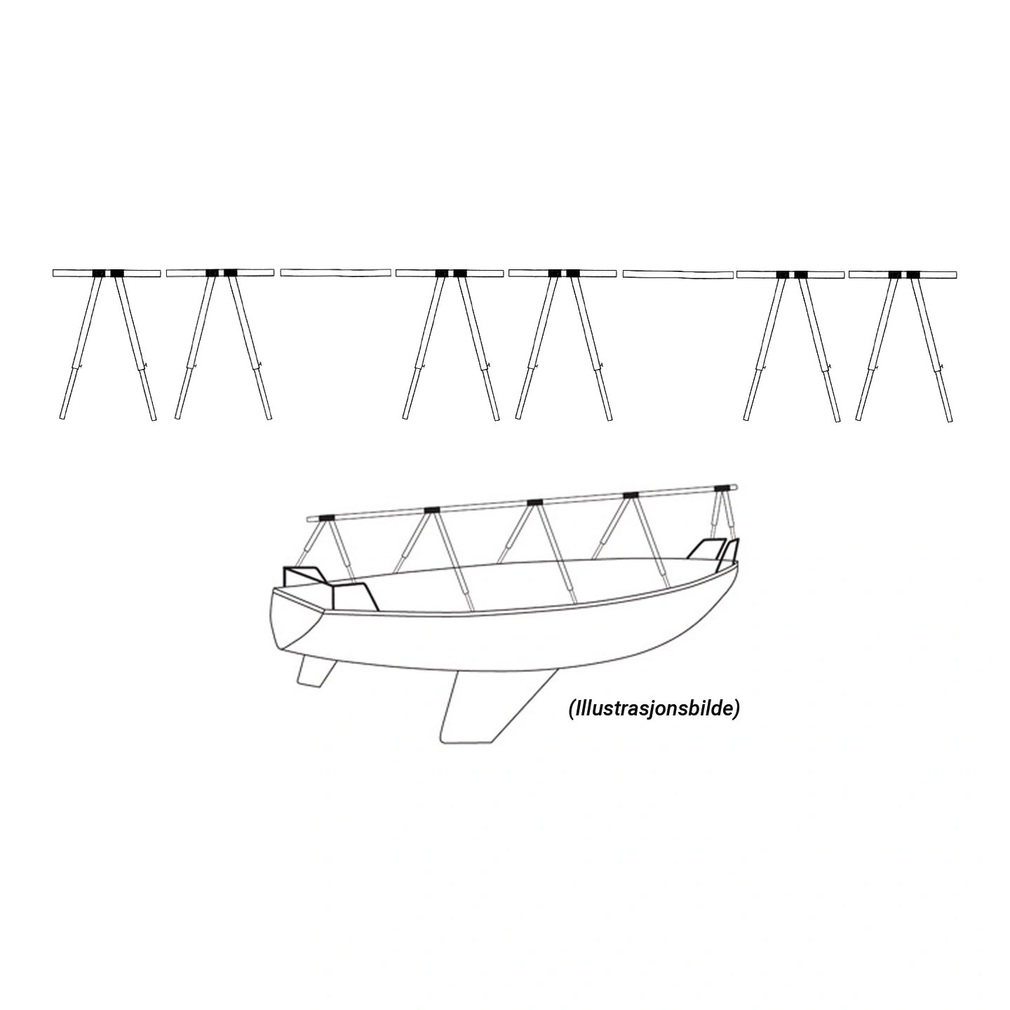 Dekkstativ i aluminium m/bag 12 meter Passer til båter fra 32 til 35 fot