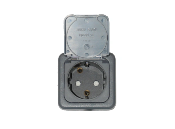 DEFA Enkel mini-kontakt, Plug-in Brun 230V - IP44 - innfelt m/lokk