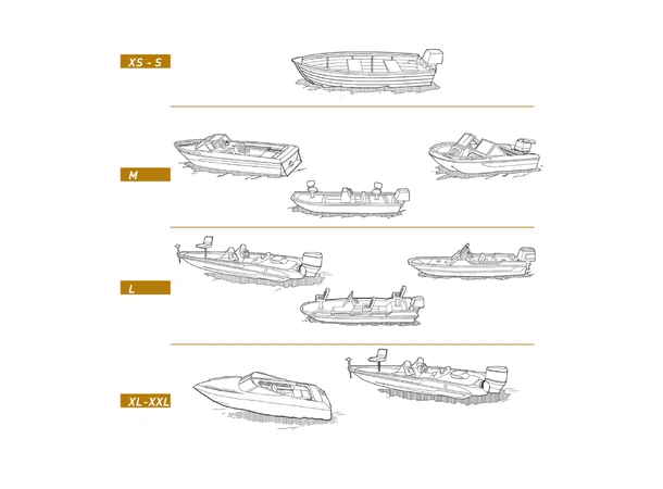 1852M Formsydd båtpresenning Str. M 427-488cm (14-16') / B: 229cm