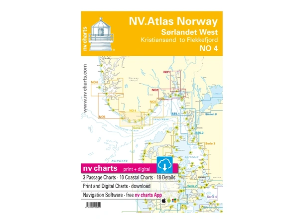 NV-CHARTS Atlas NO 4 Sørlandet Vest Flekkefjord til Kristiansand