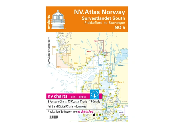 NV-CHARTS Atlas NO 5 Sørvestlandet Sør Flekkefjord til Stavanger