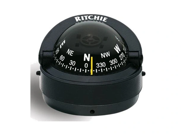 RITCHIE Flatmontert kompass S53 Sort - Rose: 70mm