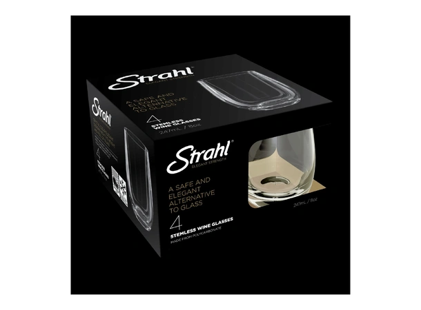 STRAHL Vinglass u/stett, 247ml 4pk Gaveeske