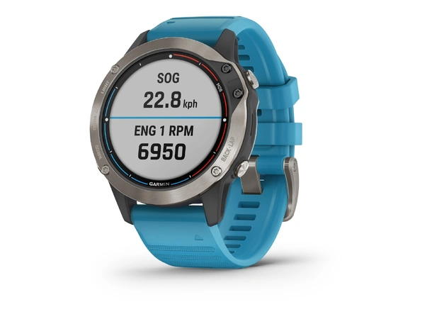 GARMIN Quatix 6 Safirglass Cyan silikon klokkerem