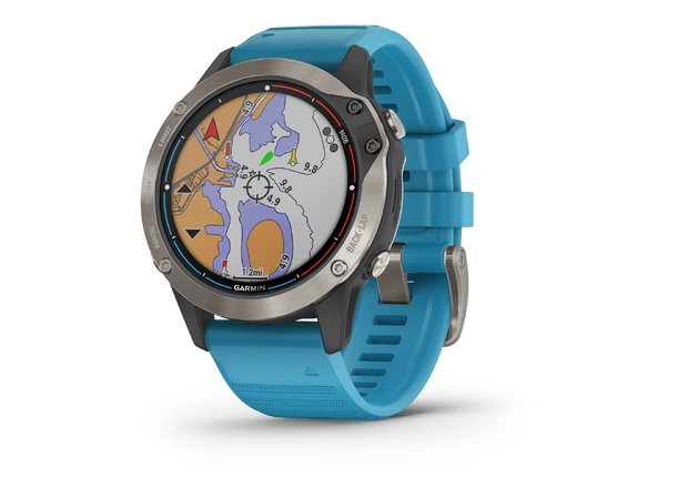 GARMIN Quatix 6 Safirglass Cyan silikon klokkerem