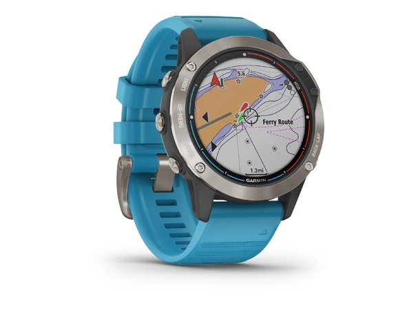 GARMIN Quatix 6 Safirglass Cyan silikon klokkerem