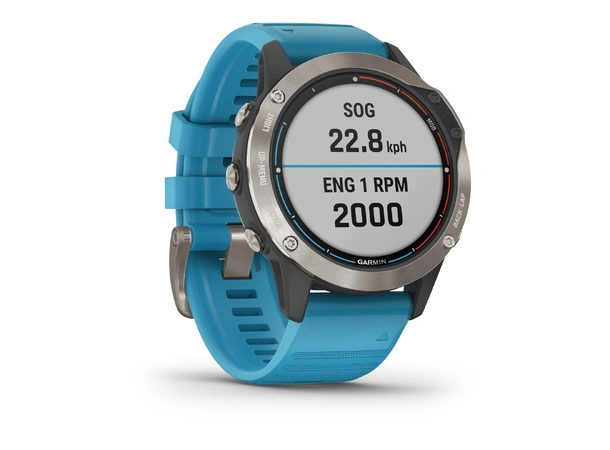 GARMIN Quatix 6 Safirglass Cyan silikon klokkerem
