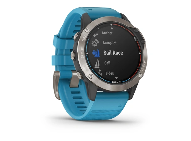 GARMIN Quatix 6 Safirglass Cyan silikon klokkerem