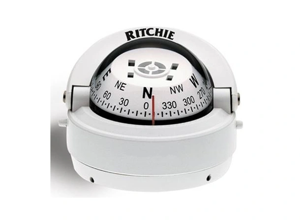 RITCHIE Flatmontert kompass S53W Hvit - Rose: 70mm