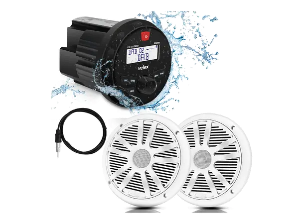 VELEX Marine Stereo DAB+ Pakke m/høyttalere