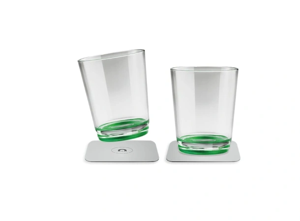 SILWY Magnetic Plastglass - Drikkeglass 2 stk glass (grønn bunn) og magnetpads