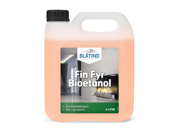 BLÅTIND Fin Fyr Bioetanol - 4L For Spritapparater - Brenner meget rent