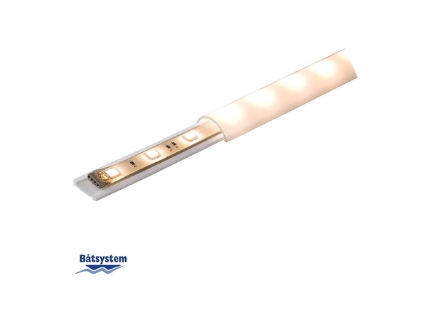 BÅTSYSTEM plastprofil til LED tape/strip 1 meter - frostet hvit