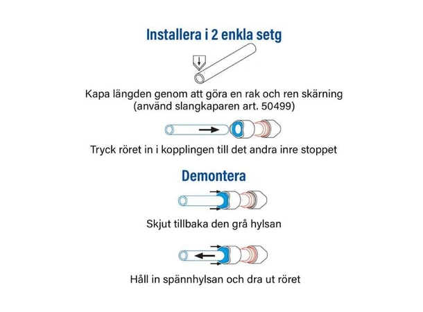 WHALE Quick Connect slangeadapter - 2pk rett, 15mm han - 13mm stuss