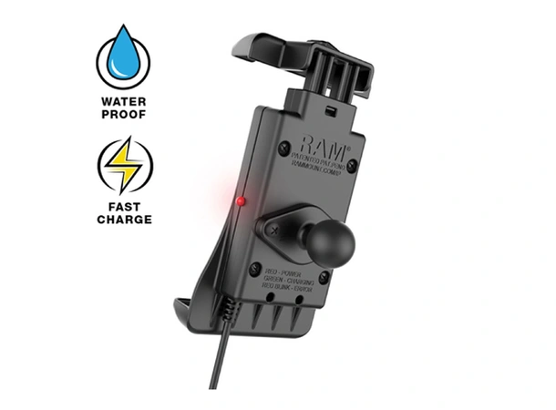 RAM Quick-Grip™ vanntett trådløs ladeholder m/USB  B-kule