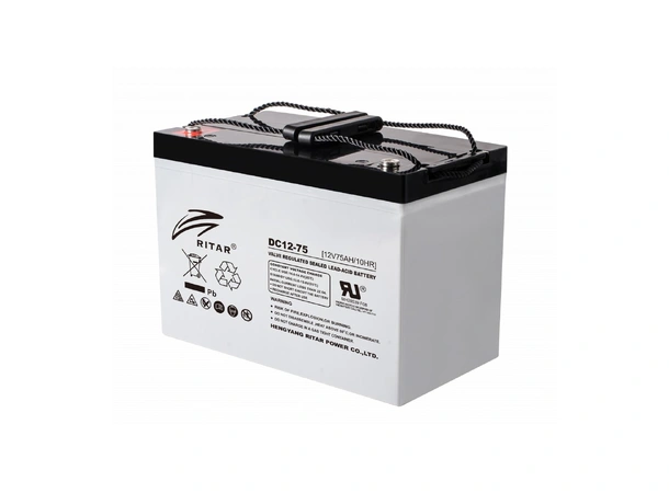 RITAR  AGM Deep Cycle Batteri 12V 75AH (259x169x210mm) +venstre 75AH 100t