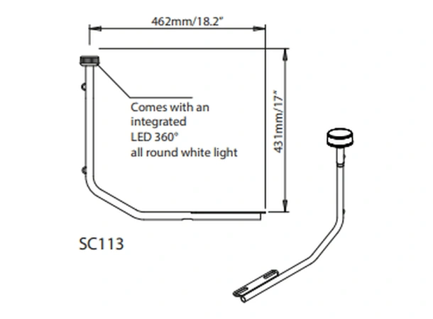 SCANSTRUT SC113 Lanternebrakett m/ 360° LED lanterne - AISI316