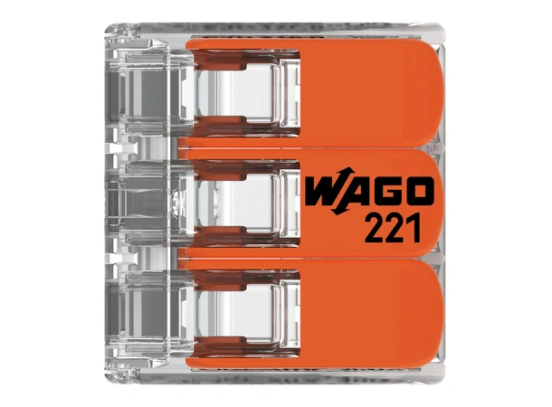 WAGO Koblingsklemme - 3 inng. maks 4mm² / 32A (221-413)