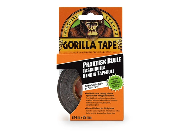 GORILLA Handy Roll tape - sort Liten rull - bra heft