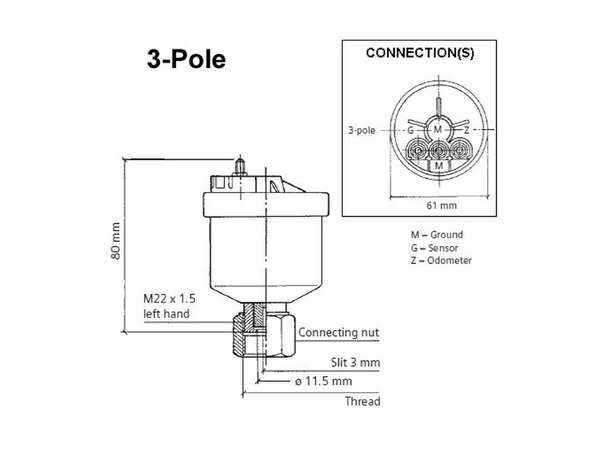 VDO Generator turtall M22x1.5 3polet - sensor
