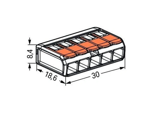 WAGO Koblingsklemme - 5 inng. maks 4mm² / 32A (221-415)