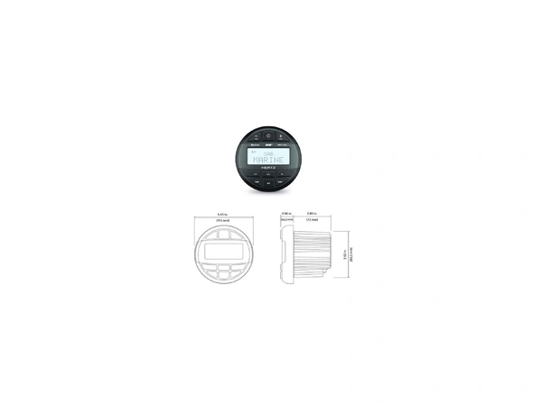 HERTZ HMR10D Marine DAB+ radio m/bt 100% vanntett front IP66, 4 x 50W