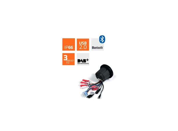 HERTZ HMR10D Marine DAB+ radio m/bt 100% vanntett front IP66, 4 x 50W