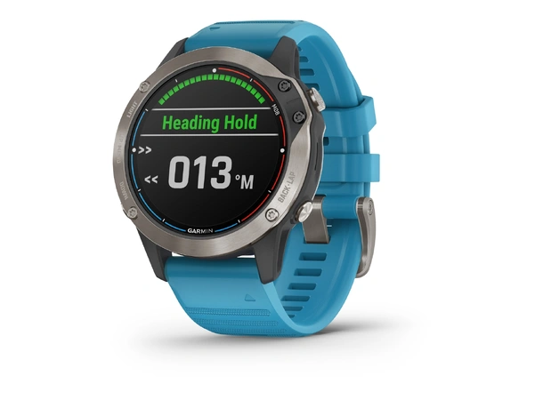 GARMIN Quatix 6 Titan - Safirglass Titan ventilert + cyan silkon