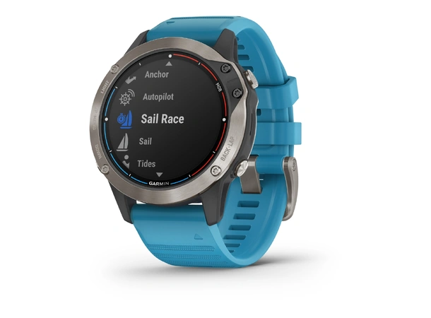 GARMIN Quatix 6 Titan - Safirglass Titan ventilert + cyan silkon