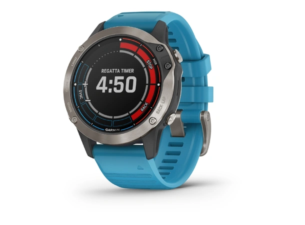 GARMIN Quatix 6 Titan - Safirglass Titan ventilert + cyan silkon