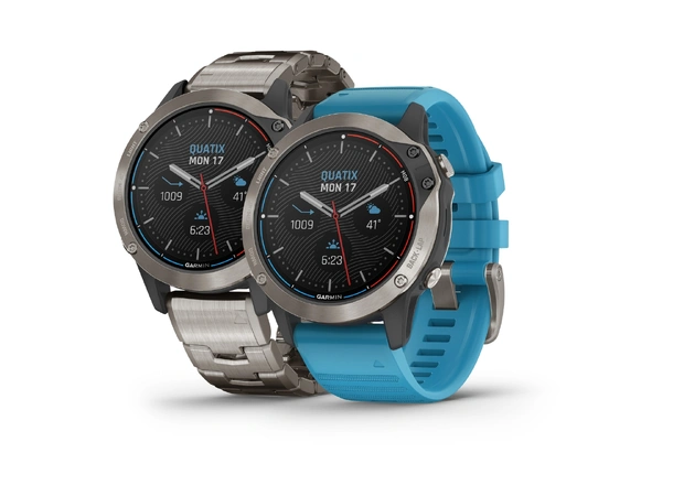 GARMIN Quatix 6 Titan - Safirglass Titan ventilert + cyan silkon