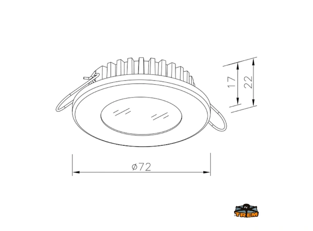 AUROLED Downlight LED - syrefast ring Kan dimmes 3,6W - 3000K . Ø72mm
