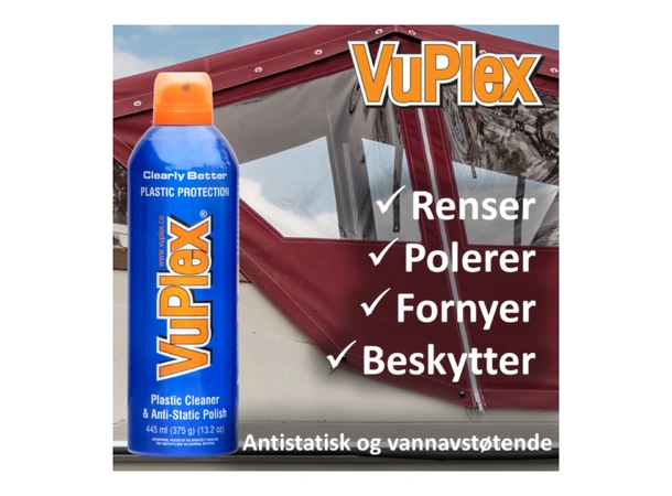VUPLEX Rens og poleringsmiddel - 445ml for plastruter, kalesjevinduer m.m