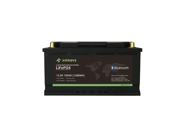 IMPROVE Lithium Batteri 12V 100Ah LiFePO4 BMS 100a - Bluetooth - Bobil