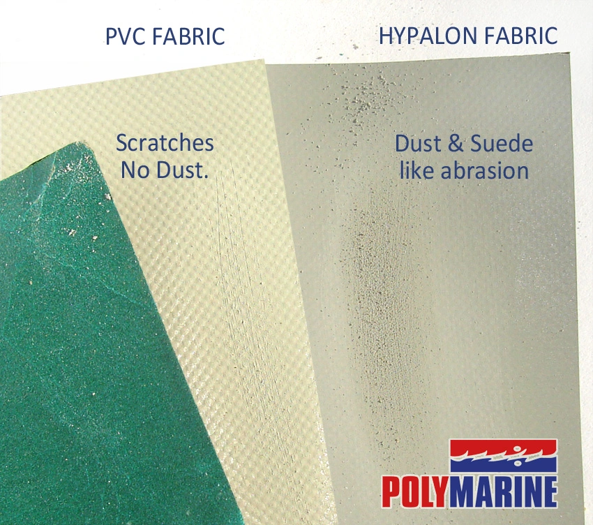 PVC eller Hypalon - Sandpapirtest