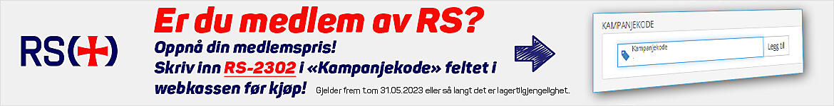 Benytt RS-2302 kampanjekode i kassen for å oppnå RS medlemsrabatt