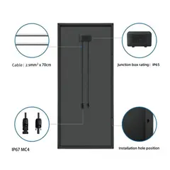 POLARPLUS 100W Solcellepanel sort ramme Halv-celler 15-20% bedre ved skygge