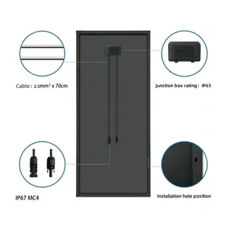 POLARPLUS 100W Solcellepanel sort ramme Halv-celler 15-20% bedre ved skygge