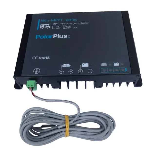 POLARPLUS Solcelleregulator 20A MPPT for alle batterityper - 12V - Bluetooth 