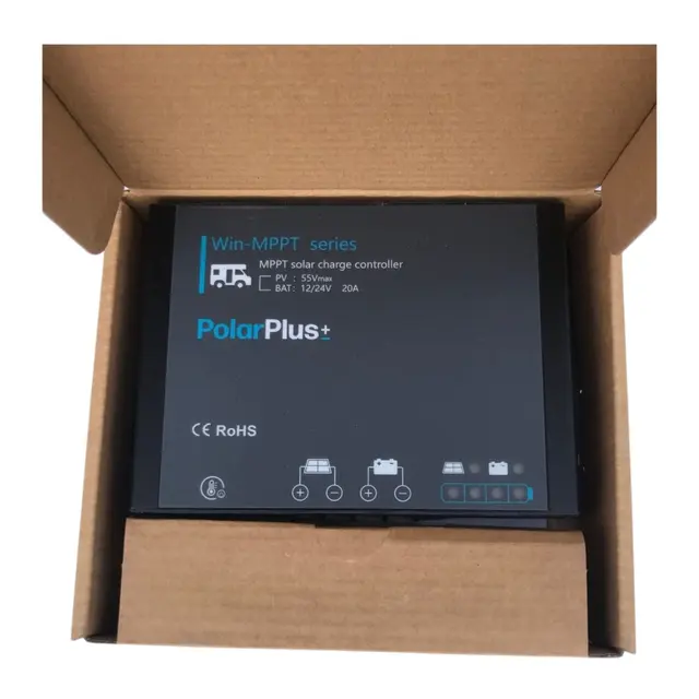POLARPLUS Solcelleregulator 20A MPPT for alle batterityper - 12V - Bluetooth 