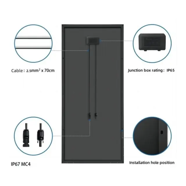 POLARPLUS Solcellepanel 240W 76x152cm med sort ramme 