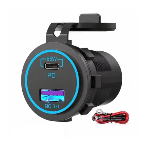 POLARPLUS USB A+C Uttak - Hurtiglader USB-C: 65W - USB-A: 18W