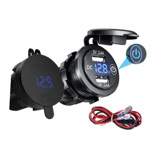 POLARPLUS 12/24v USB Uttak Lader A+a, Voltmeter blå LED med av/på knapp