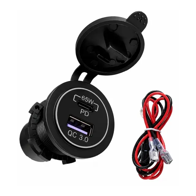 POLARPLUS USB Uttak - Hurtiglader - 83W USB-C PD: 65W og USB-A QC3.0: 18W 