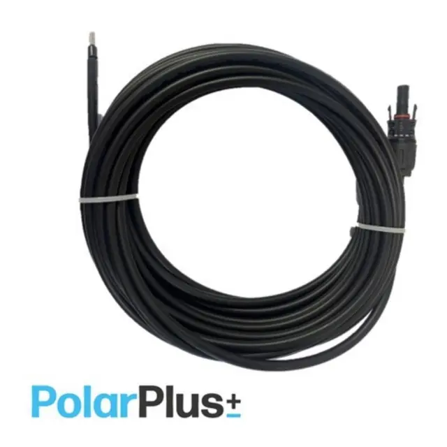 POLARPLUS Solcellekabel fortinnet 4mm2 med MC4 kontakt (ip67), sort 10 meter 