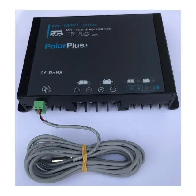 POLARPLUS Solcelleregulator 20A MPPT for alle batterityper - 12V - Bluetooth 