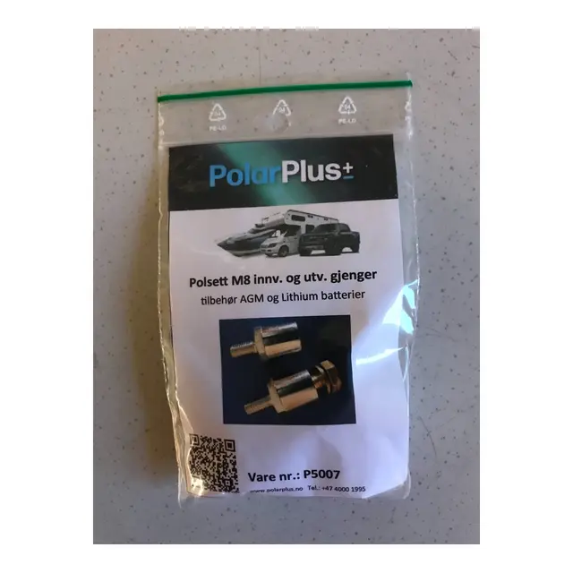 POLARPLUS Polsett med M8 for AGM og LiFePO4 batterier 